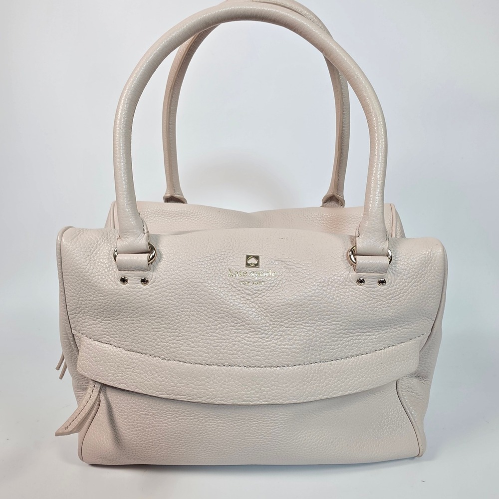 Kate Spade Alida Tote Bag Leather Satchel Handbag Ivory‎ Pebbled Shoulder Purse